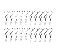 DIRBAK Wind Spinner S Hook Clips Stainless Steel Dual Clip Hangers for Plants 20pcs 360 Degree Rotation (Black)