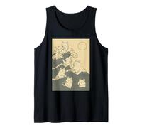 Dire Wolf Great Wave Kawaii Anime Pet Dire Wolf Arte japonés Camiseta sin Mangas