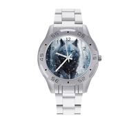 Dire Wolf - Reloj de pulsera de acero inoxidable para hombre, diseño de lobo profundo