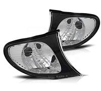 Dirección delantera compatible con Bmw Serie 3 E46 2001 2002 2003 2004 2005 Rand GV-462 lente de luz de señal de giro 1 par de luces intermitentes para parachoques delantero, color negro Rand