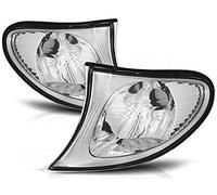 Dirección frontal compatible con BMW Serie 3 E46 2001 2002 2003 2004 2005 Rand GV-463 Lente de señal de giro 1 par de luces de intermitencia de parachoques delantero, cromo Rand
