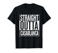 Directamente Fuera de Casablanca City Funny Marruecos Camiseta gráfica económica, Hombre, Negro, L