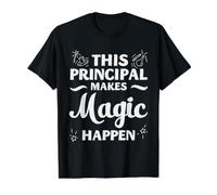 Director de la Escuela Magic Happens Liderazgo Apreciación Camiseta gráfica económica, Hombre, Negro, M