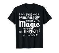 Director de la Escuela Magic Happens Liderazgo Apreciación Camiseta gráfica económica, Hombre, Negro, S