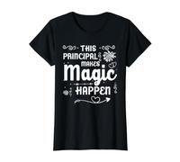 Director de la Escuela Magic Happens Liderazgo Apreciación Camiseta gráfica económica, Mujer, Negro, S