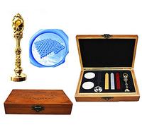 Direwolf Wolf Caja de madera de lujo oro rosa Metal pavo real invitaciones boda tarjetas regalo de papel inmóvil sello de cera palos de cera fusión cuchara madera caja regalo Kit