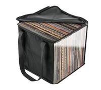 Dirfuny Caja de almacenamiento de discos de vinilo para discos de 50 + 12 pulgadas, soporte resistente y fácil de transportar LP con tapa, la caja de almacenamiento perfecta para tu valiosa colección