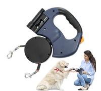 Dirige de perro retráctil | Doble mascota giratoria de 360 grados | Plomo de perro resistente al desgaste, cordón de perro portátil para caminar, senderismo, viajes