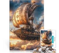 Dirigible Steampunk Rompecabezas de 1000 Piezas para Adolescentes Juguete de desafío de Juego Educativo Juguetes de decoración del hogar 38x26cm