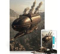 Dirigible Steampunk sobre la Ciudad Rompecabezas de 1000 Piezas para Adultos Regalo Ideal para los Amantes de la lógica un Juego de Ocio Suave y Elegante con Bordes definidos Un Regalo Encantador