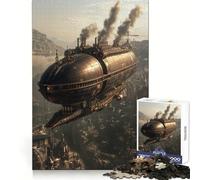 Dirigible Steampunk sobre la Ciudad Rompecabezas de 1000 Piezas para Adultos Regalo Ideal para los Amantes de la lógica un Juego de Ocio Suave y Elegante con Bordes definidos Un Regalo Encantador