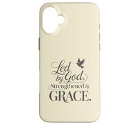 Dirigido por Dios Fortalecido por la Gracia Carcasa para iPhone 16 Plus