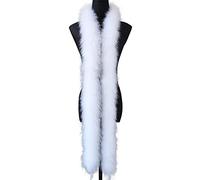 DIRKES Boa de Plumas de Pavo esponjosa, 2 Metros por Pieza, 50g de Espesor, Adornos de Plumas de marabú Natural, Bufanda para decoración de Ropa, Chal