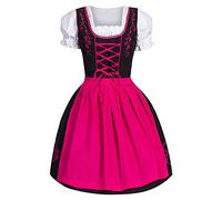 Dirndl für Damen Midi Lang Dirndlkleid Modern Vintage Trachtkleid Dirndl Damen Delantal Elegant Trachten Kleidung Trachtenmode Bayerisches Kostüm für Oktoberfest besondere Anlässe, Rosa., XXL