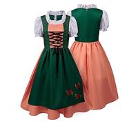 Dirndl für DamenTrachtkleid Damen SommerDirndlkleid GrünElegant Bayerisches Kostüm Modern Tracht Kleid Dirndelkleider Trachten Kleidung Trachtenrock Trachtenmode für Oktoberfest & Karneval