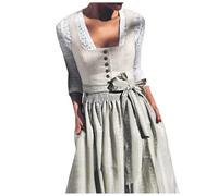 Dirndl Midi Damen mit Bluse Dirndel Elegant Grosse Grössen Dirndlkleid Trachten Knielang Übergröße Trachtenrock Lang Dirndlschürze Schlicht Trachtenbluse Dress Reissverschluss vorne Oktoberfest