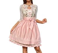 Dirndl Midi Damen Mit Bluse Modern Dirndlkleid Knielang Dirndel Trachtenrock Schnürung vorne Grosse Grössen Trachtkleid Spitze Elegant Dress Übergröße Kleid Delantal Ocasiones Especiales