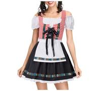 Dirndl para mujer falda larga tradicional tradicional tradicional moderna con cremallera frontal tirolesa hasta la rodilla, vestido tirolesa de talla grande, vestido tirolesa midi elegante, delantal