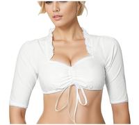 Dirndl Top manga corta | Encaje sin hombros Tops Blusa tradicional para mujer | Media manga algodón ropa festiva | Tradicionalmente cómodo traje nacional bávaro | para fiesta popular de Acción de