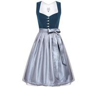 DIRNDLSTERN Vestido Dirndl Midi Mujer - Falda Tradicional de Terciopelo con Delantal Traje de Oktoberfest Azul 34