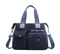 DIRRONA Bolso Bandolera Mujer Bolso Casual Tote Bag Mujer Grande Nylon Multibolsillos Bolso Mujer - Asas Dobles Cómodas Duradero Impermeable para Viaje Ciudad Compras Azul Marino