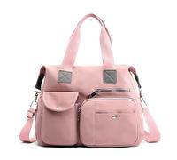 DIRRONA Bolso Bandolera Mujer Bolso Casual Tote Bag Mujer Grande Nylon Multibolsillos Bolso Mujer - Asas Dobles Cómodas Duradero Impermeable para Viaje Ciudad Compras Rosa Rubor