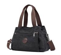 DIRRONA Bolso Bandolera Mujer Grande De Lona - Bolso De Mano Ligero con Múltiples Compartimentos, Correa Desmontable Y Material Lavable - Ideal para Trabajo, Viajes, Compras Y Uso Diario