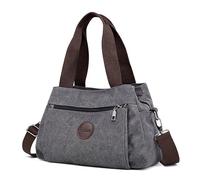 DIRRONA Bolso Bandolera Mujer Grande De Lona - Bolso De Mano Ligero con Múltiples Compartimentos, Correa Desmontable Y Material Lavable - Ideal para Trabajo, Viajes, Compras Y Uso Diario