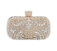 DIRRONA Bolso De Embrague De Mujer Brillantes Diamantes De Imitación Elegante Bolso De Mano para Mujer Exquisito Bolsa De Banquete Fiesta Reunión Anual Bolso Bandolera con Cadena Plata A