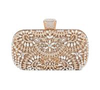 DIRRONA Bolso De Embrague De Mujer Brillantes Diamantes De Imitación Elegante Bolso De Mano para Mujer Exquisito Bolsa De Banquete Fiesta Reunión Anual Bolso Bandolera con Cadena Dorado A
