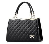 DIRRONA Bolsos De Mujer Bolso Bandolera Elegante para Mujer Bolsos Hombro Decoración Lazo Bolso De Mensajero De Fiesta De Viaje Bolso De Mujer De Cuero De PU Bolso De Hombro De Mano Clásico Negro