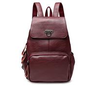 DIRRONA Mochila con DiseñO De Solapa Casual Bolsas De Hombro Suave MultifuncióN Mochila Escolar para NiñAs Viajar PU Cuero Impermeable SeñOra Anti Robo Bolsa De Escuela Mochila De Negocios Rojo