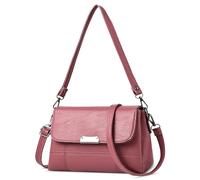 DIRRONA Moda Bolsa De Hombro para Mujer Simple Cuero PU Bolso Bandolera Pequeño Bolso De Hombro Viajar Fecha Trabajar Fiesta Casual Bolsa De Mensajero 2 Correas Hombro Rojo B
