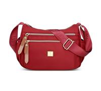 DIRRONA Moda Bolsos Bandolera Múltiples Bolsillos Bolso de Hombro de Mujer Bolso de Mensajero Impermeable Nylon Bolso Trabajo Viajes Casual Diario Bolsa de Mujer Rojo A