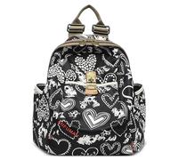 DIRRONA Moda Impresión Mujer Mochila para Portátil De 14 Pulgadas Casual Bolsas De Hombro Ligero Nylon Computadora Portátil Mochila Viajar Trabajar Compras Escuela Multifuncional Negro A