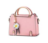 DIRRONA Moda Lindo Bolsos De Mano Elegante Bolso De Mano Mujer Cuero PU Pequeño Bolso De Hombro Casual Viajar Trabajar Fiesta Bolso Bandolera Bolsa De Mensajero Colgante Margarita Rosa