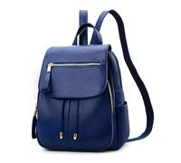 DIRRONA Moda Mochila Mujer Casual Ligero Bolsas de Hombro Mochila de PU Medio Impermeable Señora Anti Robo Bolsa de Escuela Mochila de Negocios Azul