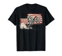 Dirt Bike American Flag Motocross Biker Vintage USA Cool Camiseta gráfica económica