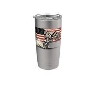 Dirt Bike American Flag Motocross Biker Vintage USA Cool Vaso térmico de acero inoxidable de doble pared