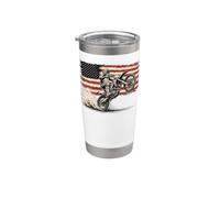 Dirt Bike American Flag Motocross Biker Vintage USA Cool Vaso térmico de acero inoxidable de doble pared