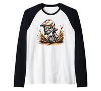 Dirt Bike Motocross Dad Gnome Takes A Curve Trough The Dirt Camiseta Manga Raglan