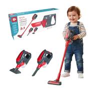 Dirt Devil Aspiradora de Juguete 3 en 1 - Aspiradora Vertical y de Mano con 2 Accesorios - Función de Succión Real y Sonidos Realistas - para Niños y Niñas a Partir de 3 años - Rojo/Gris