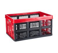 Dirt Devil Caja plegable de 45 litros - Caja plegable para compras - Organizador con asas y ventilación - Caja apilable - Rojo Negro