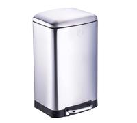 Dirt Devil Cubo de basura con pedal de 20 l, con cierre suave, acero inoxidable, interior extraíble, 30 x 29 x 52,5 cm, color plateado
