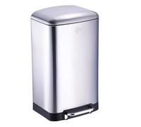 Dirt Devil Cubo de basura de cocina con pedal de 30 l, con cierre suave, cubo interior extraíble, 34,5 x 32,5 x 61,5 cm, color plateado