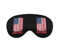 Dirt Track Racing American Flag Eye Mask para dormir Blackout Night Blindfold con correa ajustable para hombres, mujeres, viajes, yoga, siesta
