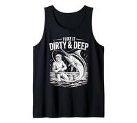 Dirty & Deep Angler Funny Angler Dicho para Hombres Fish Camiseta sin Mangas