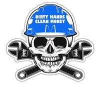 Dirty Hands Clean Money Skull - Adhesivo para casco duro, regalo para constructor de construcción, soldador, electricista, regalo para él/marido/novio/papá, calcomanías de casco duro esmericano (3