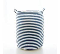 Dirty Laundry Basket Waterproof Cotton Linen Storage Basket Large Capacity for Clothes Quilts Toys Striped (raya azul)