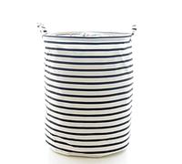 Dirty Laundry Basket Waterproof Cotton Linen Storage Basket Large Capacity for Clothes Quilts Toys Striped (Raya negra)